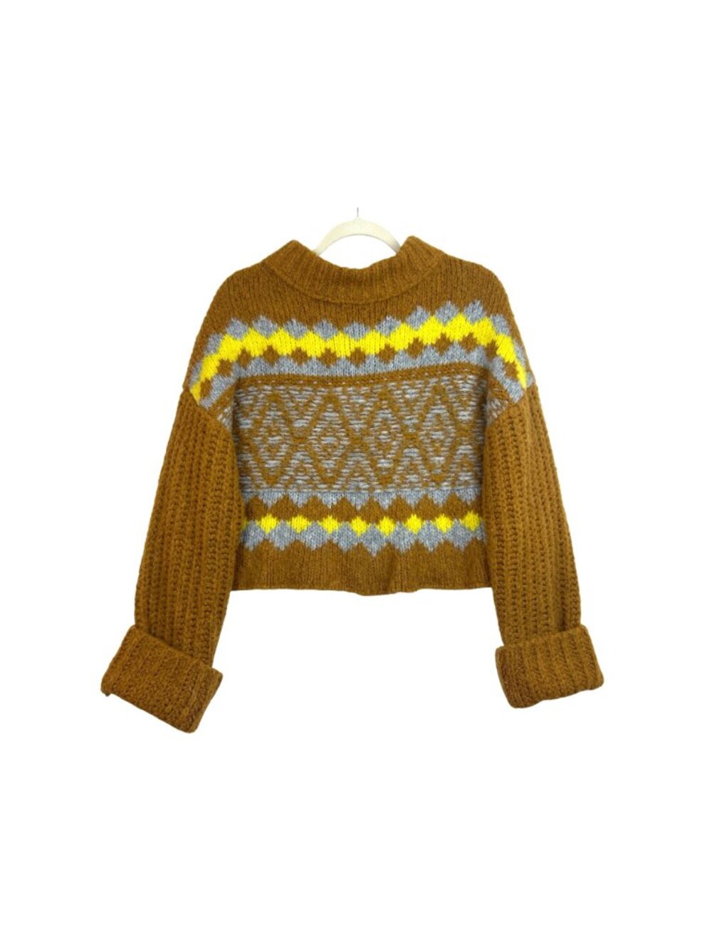 Free People Cropped Sweater Size S Cozy Alpine Mock Neck Alpaca Wool Blend - Picture 2 of 12